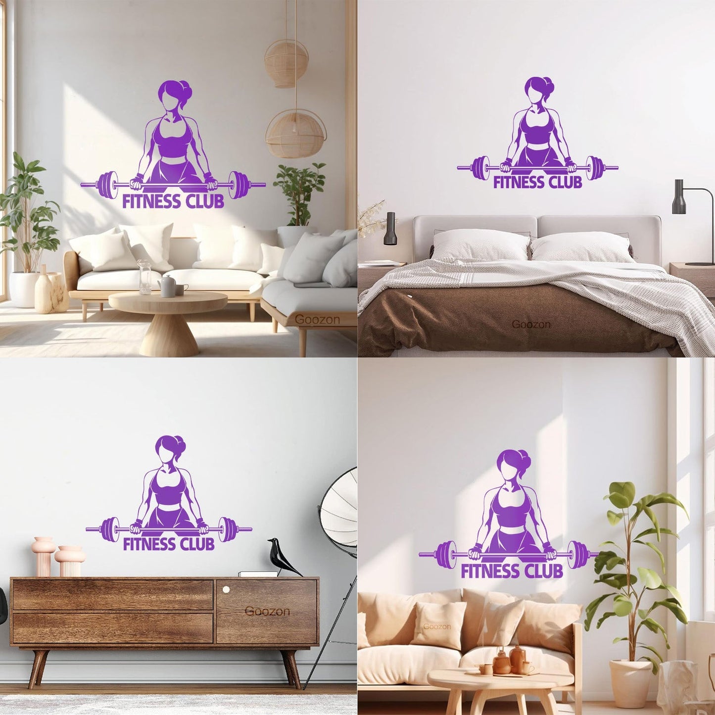 Vinyl Art Sticker Fitnesscenter Club Girl Woman With Barbell Bodybuilding Equipped With Transfer Film Kit