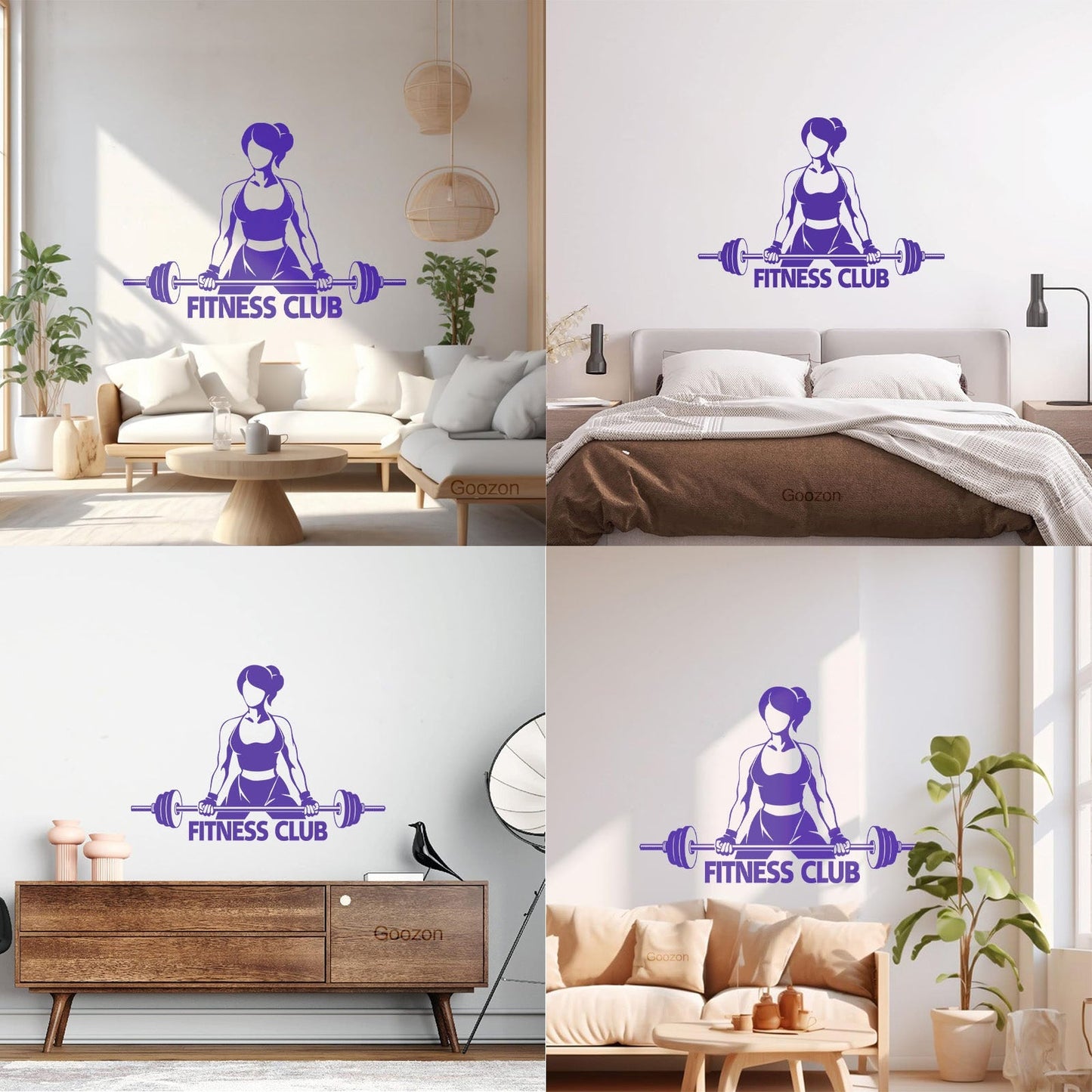 Vinyl Art Sticker Fitnesscenter Club Girl Woman With Barbell Bodybuilding Equipped With Transfer Film Kit