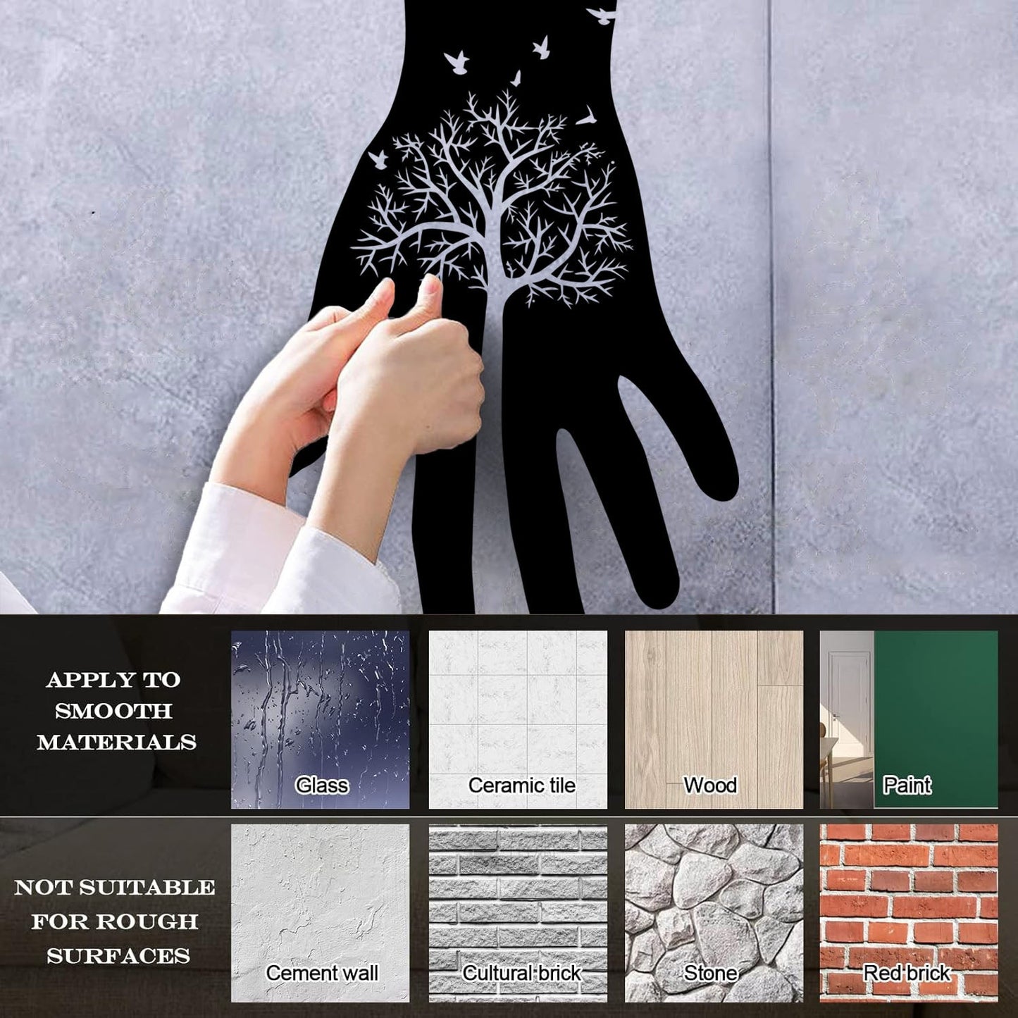 Fine Carving Decals Art Hand Gothick Style Forest Tree Birds Removable Without Leaving Glue