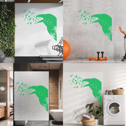 Wall Decals Pvc Bird Raven Gothic Style Tree Equipped With Transfer Film Kit