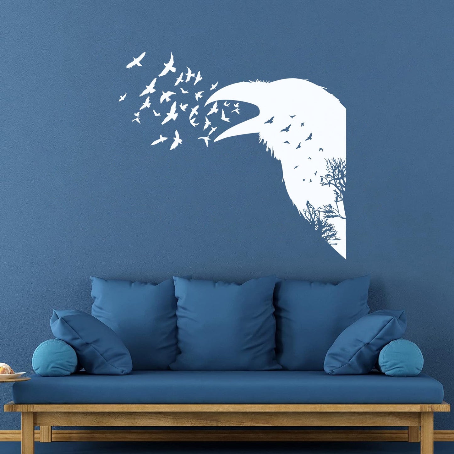 Wall Decals Pvc Bird Raven Gothic Style Tree Equipped With Transfer Film Kit