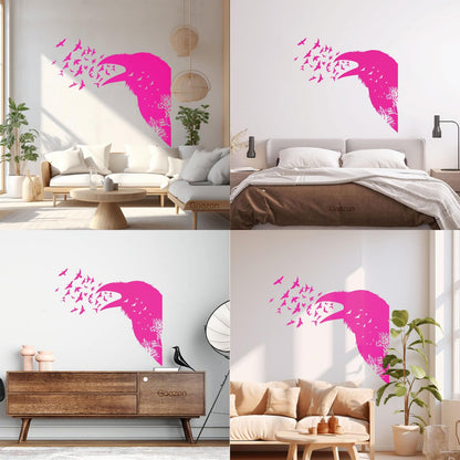 Wall Decals Pvc Bird Raven Gothic Style Tree Equipped With Transfer Film Kit