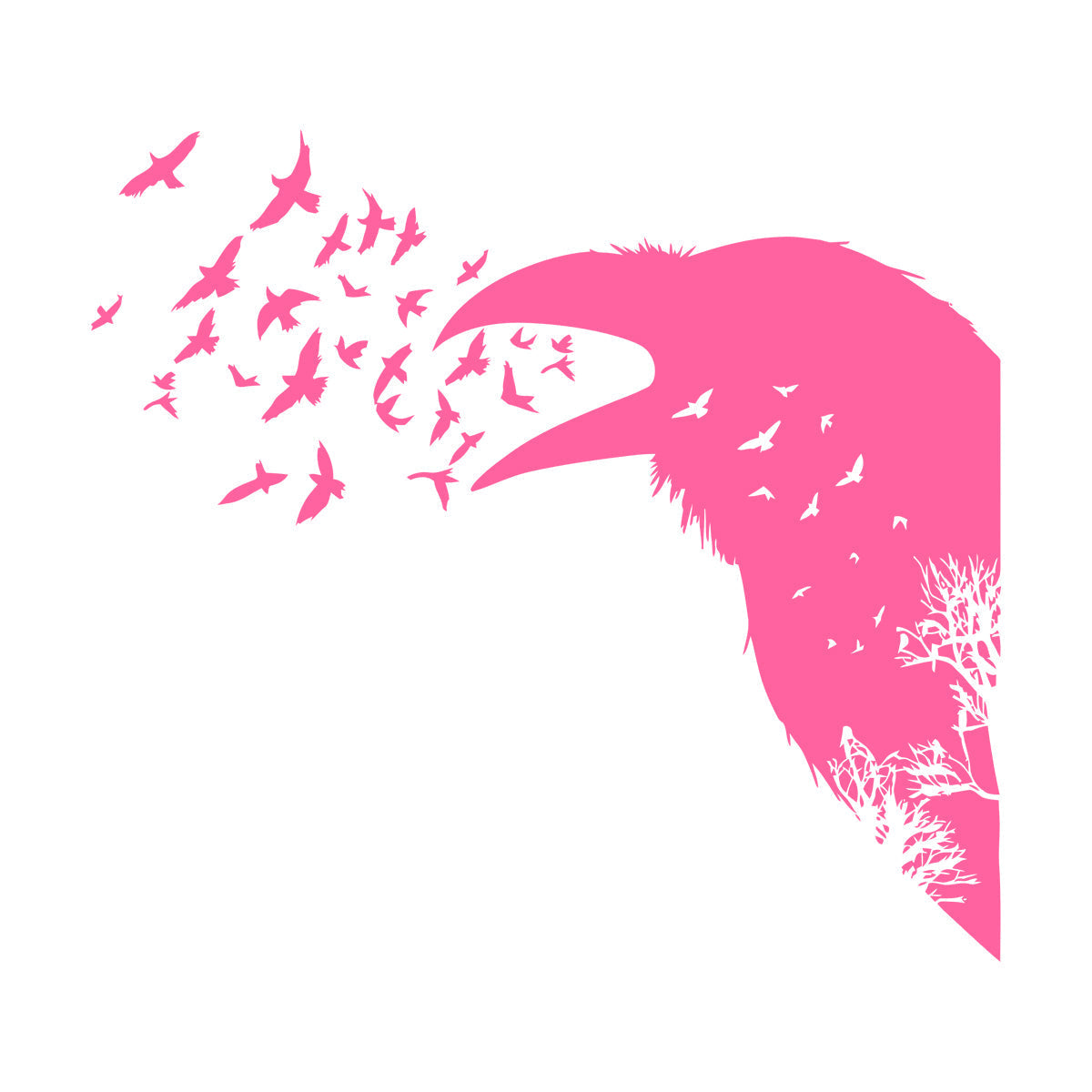 Wall Decals Pvc Bird Raven Gothic Style Tree Equipped With Transfer Film Kit