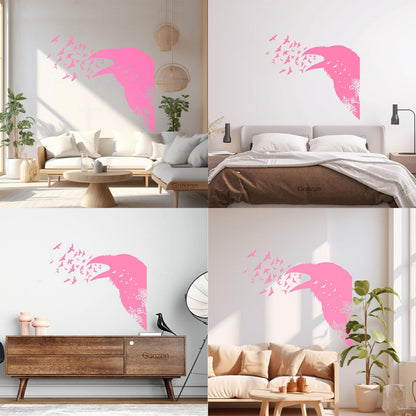 Wall Decals Pvc Bird Raven Gothic Style Tree Equipped With Transfer Film Kit