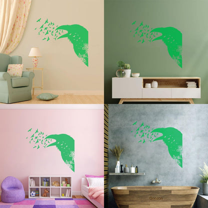 Wall Decals Pvc Bird Raven Gothic Style Tree Equipped With Transfer Film Kit