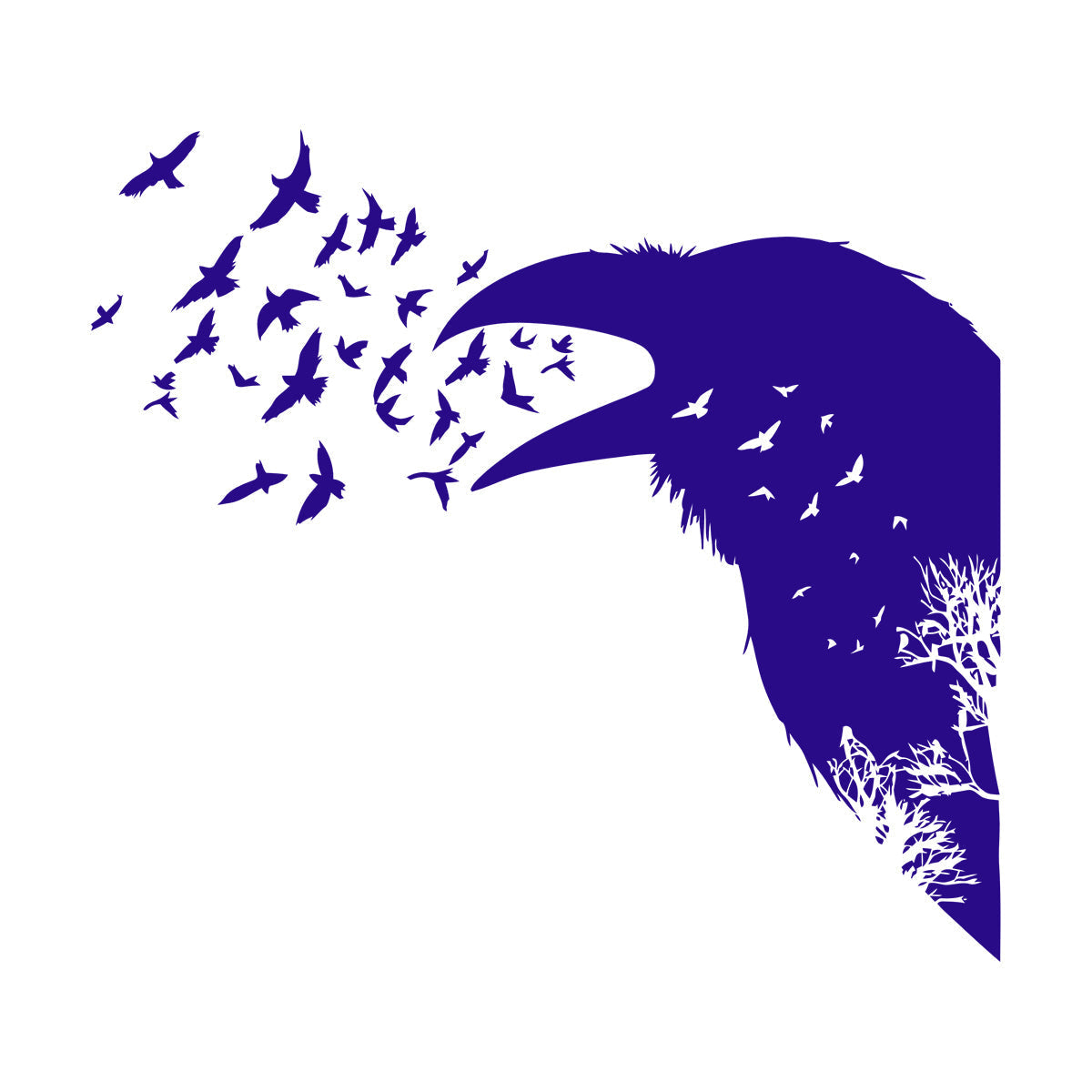 Wall Decals Pvc Bird Raven Gothic Style Tree Equipped With Transfer Film Kit