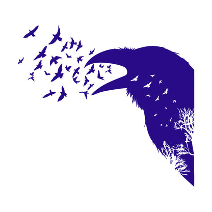 Wall Decals Pvc Bird Raven Gothic Style Tree Equipped With Transfer Film Kit