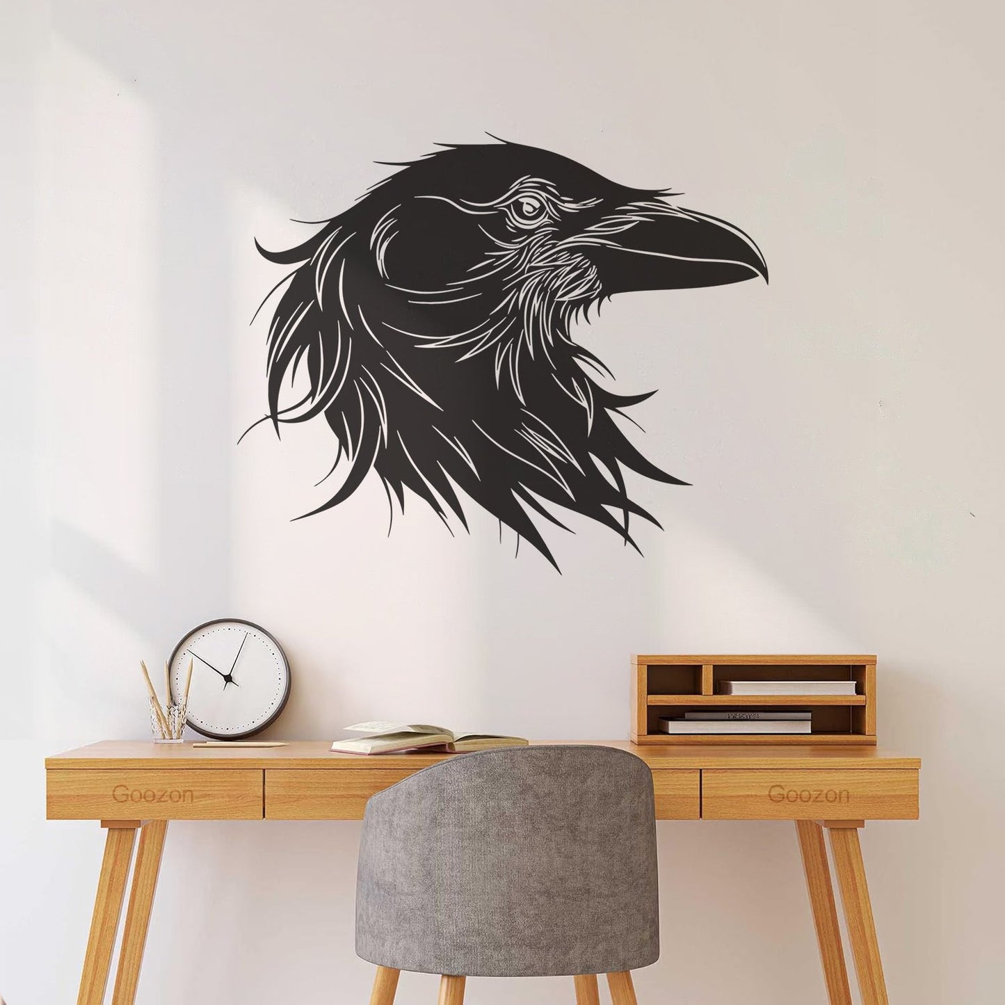 Bird Raven Head Gothic Style Lettering Stickers Easy Installation