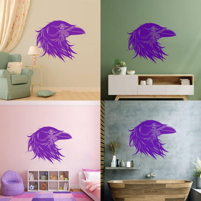 Bird Raven Head Gothic Style Lettering Stickers Easy Installation