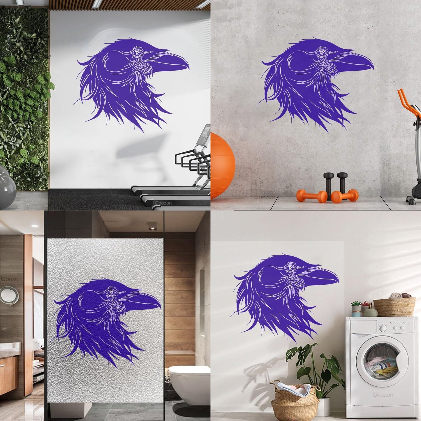 Bird Raven Head Gothic Style Lettering Stickers Easy Installation