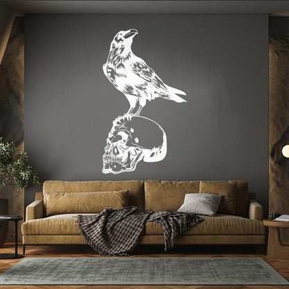 Vinyl Wall Stickers Bird Raven Skull Skeleton Gothic Style Multiple Size Options