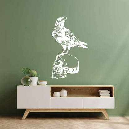 Vinyl Wall Stickers Bird Raven Skull Skeleton Gothic Style Multiple Size Options