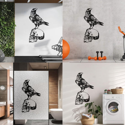 Vinyl Wall Stickers Bird Raven Skull Skeleton Gothic Style Multiple Size Options