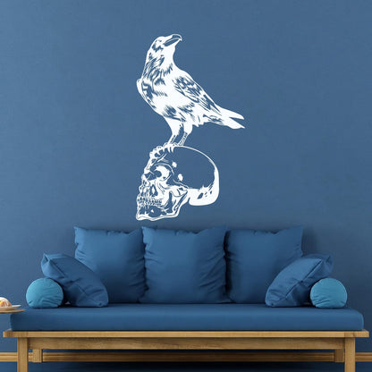 Vinyl Wall Stickers Bird Raven Skull Skeleton Gothic Style Multiple Size Options