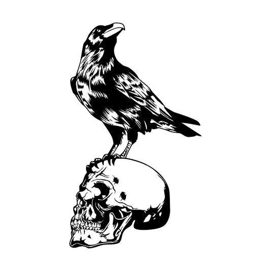 Vinyl Wall Stickers Bird Raven Skull Skeleton Gothic Style Multiple Size Options