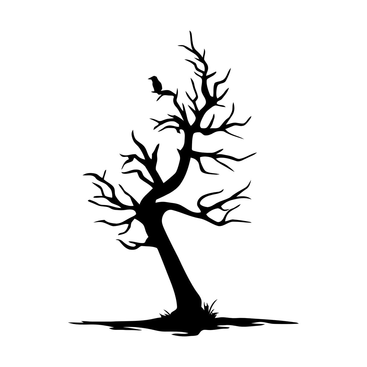 Bird Raven Silhouette Gothic Style Tree Natural Vinyl Wall Decals It Won'T Fall Off