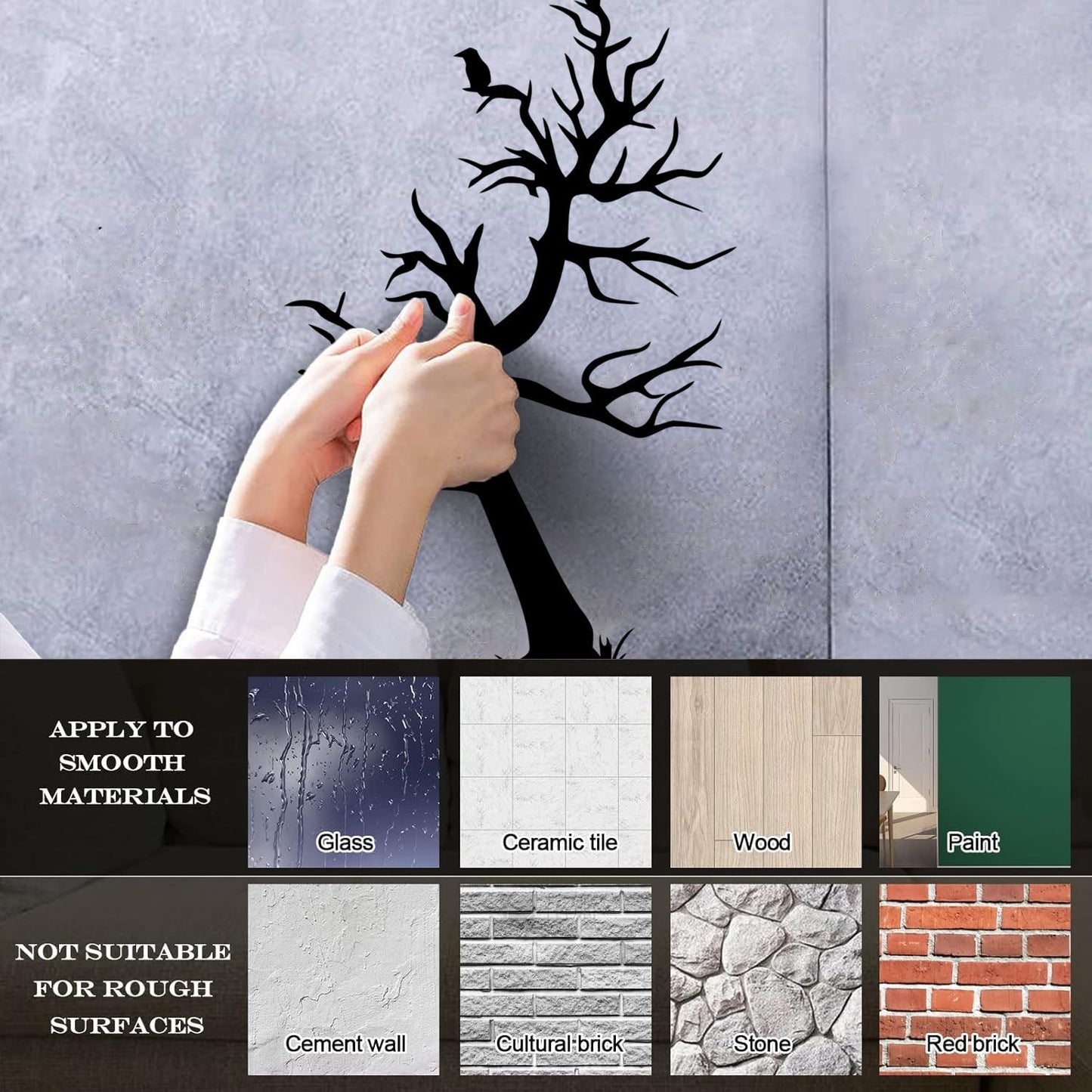 Bird Raven Silhouette Gothic Style Tree Natural Vinyl Wall Decals It Won'T Fall Off