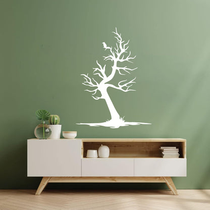 Bird Raven Silhouette Gothic Style Tree Natural Vinyl Wall Decals It Won'T Fall Off