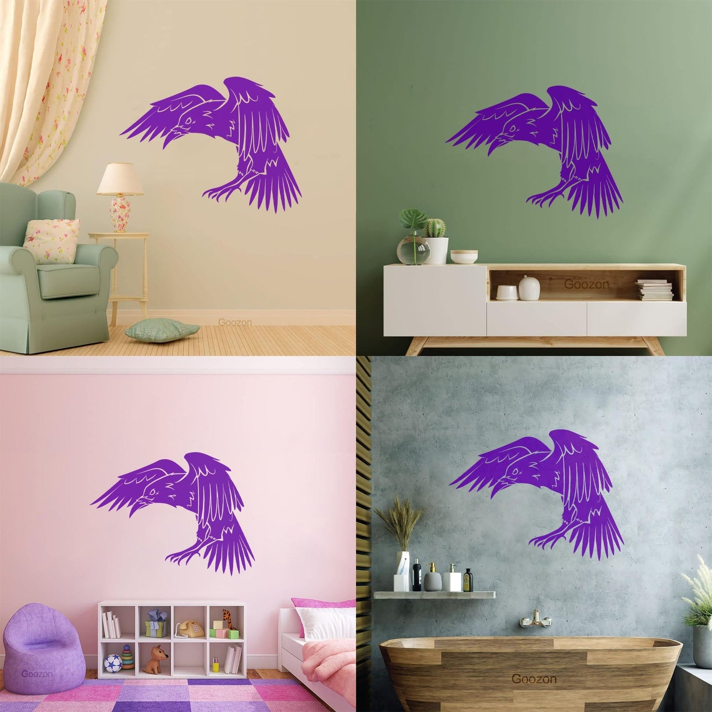 Black Raven Bird Gothic Style Crow Fine Carving Decals Glass Stickers