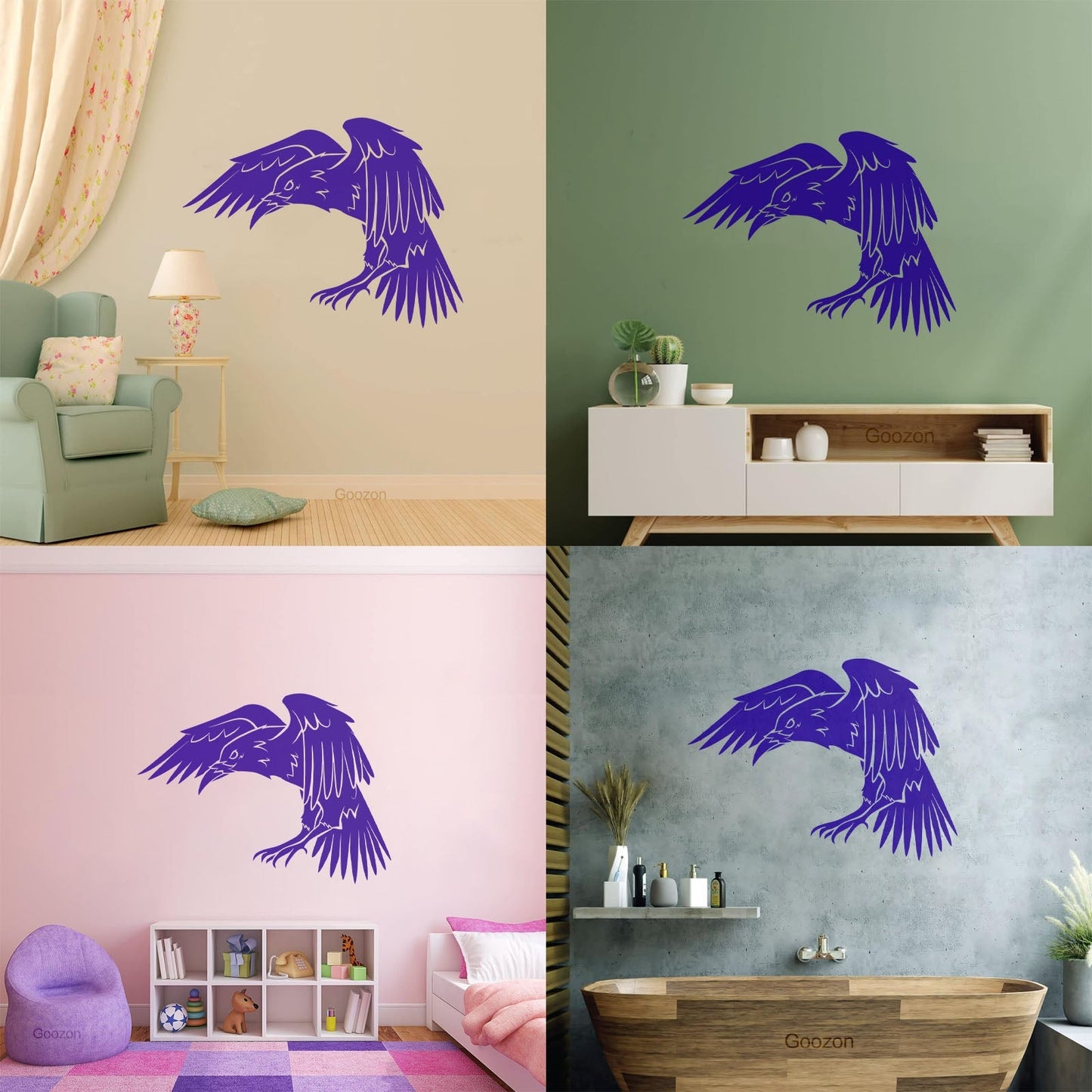 Black Raven Bird Gothic Style Crow Fine Carving Decals Glass Stickers