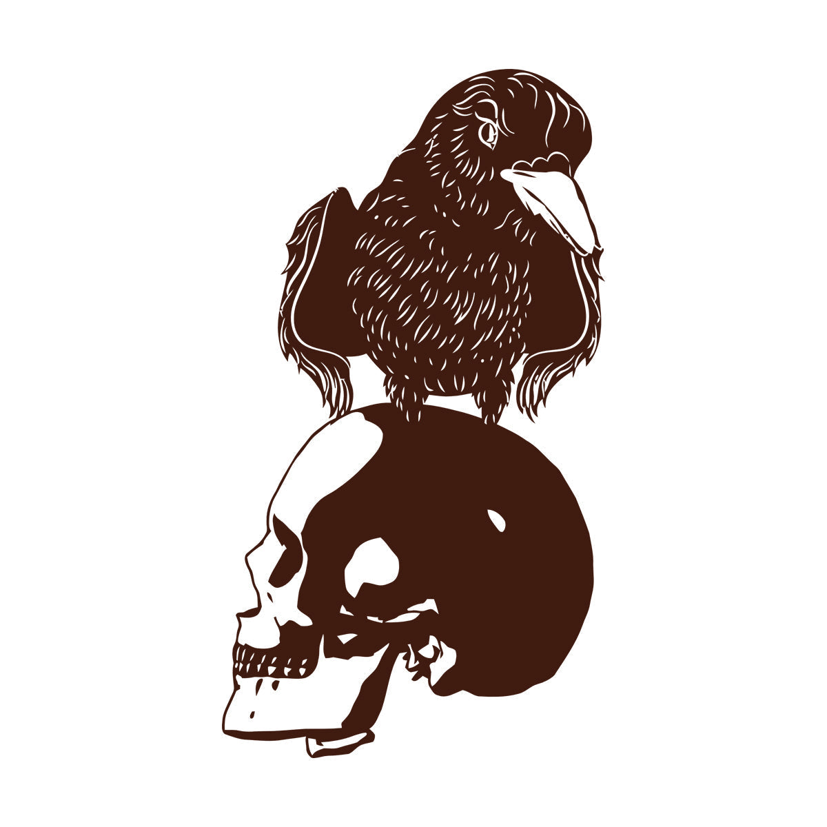 Vinyl Art Sticker Black Raven Bird Skull Horror Gothic Style Store Decoration