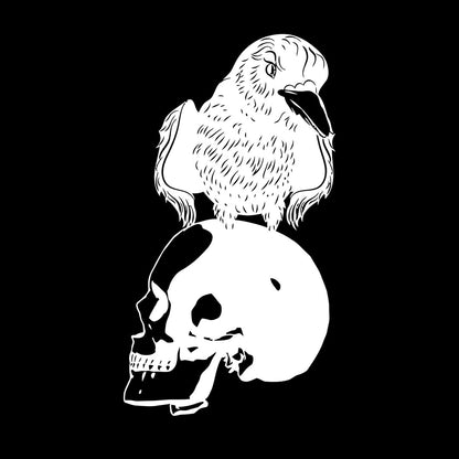 Vinyl Art Sticker Black Raven Bird Skull Horror Gothic Style Store Decoration