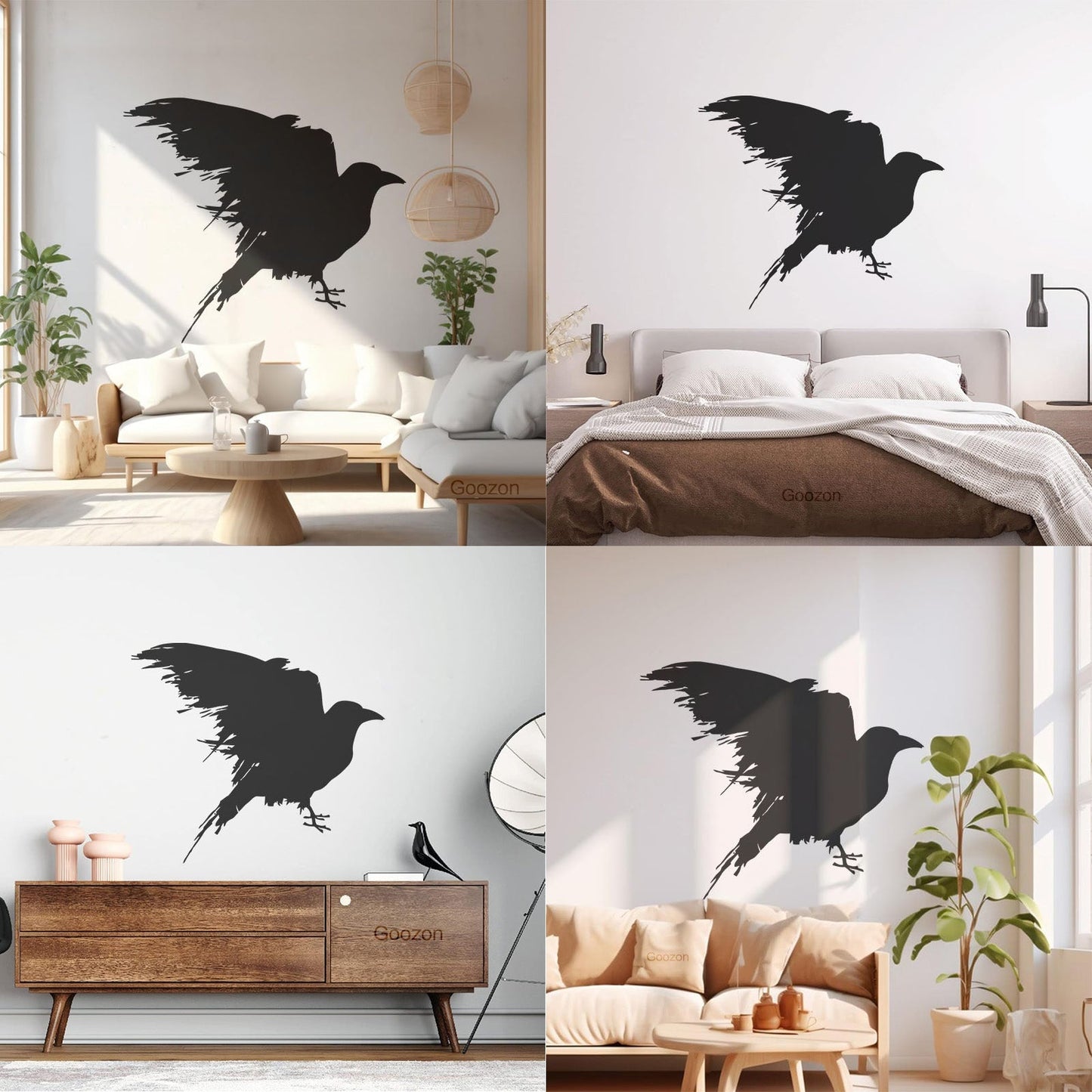 Engraving Stickers Black Raven Blot Bird Gothick Style Tattoo Culture