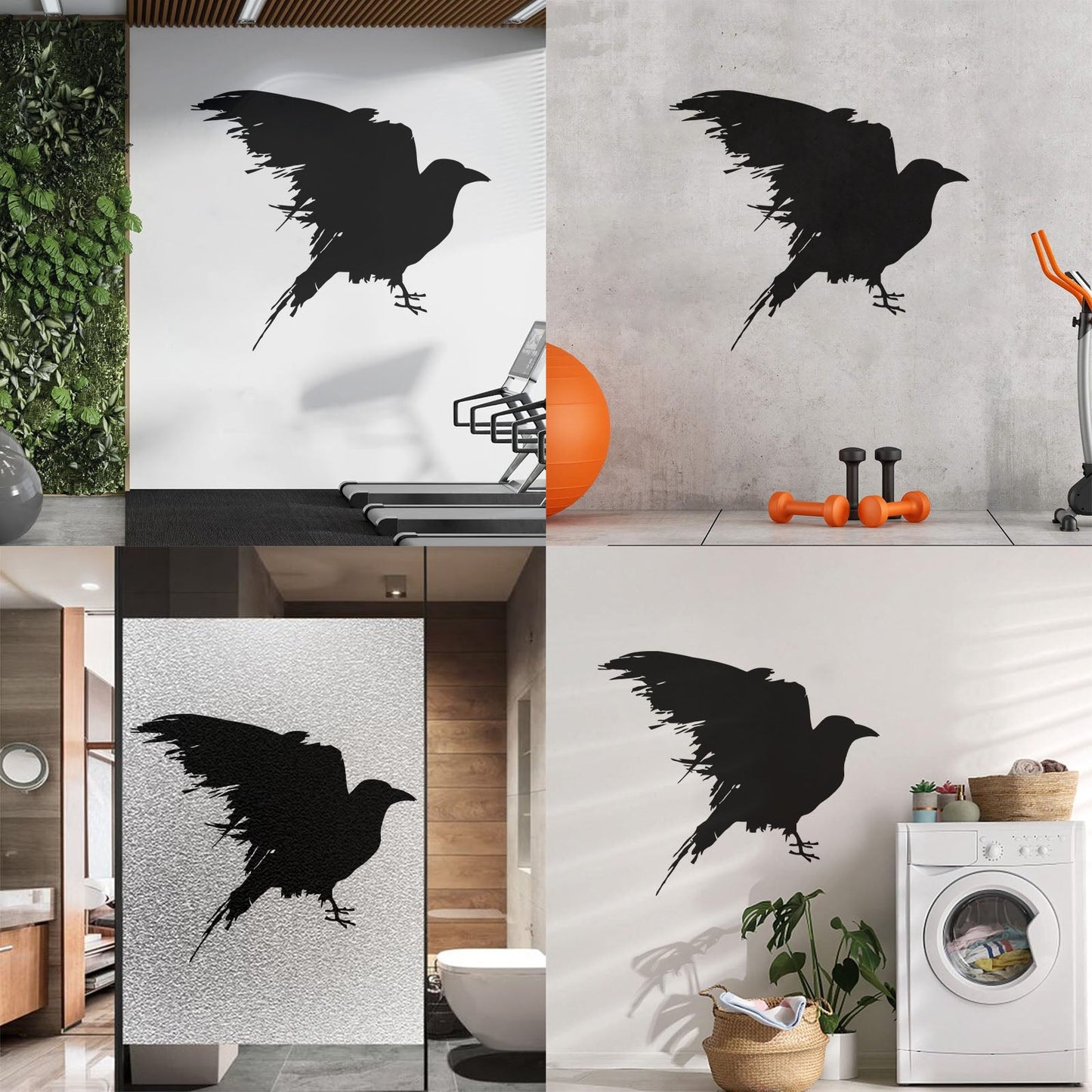 Engraving Stickers Black Raven Blot Bird Gothick Style Tattoo Culture