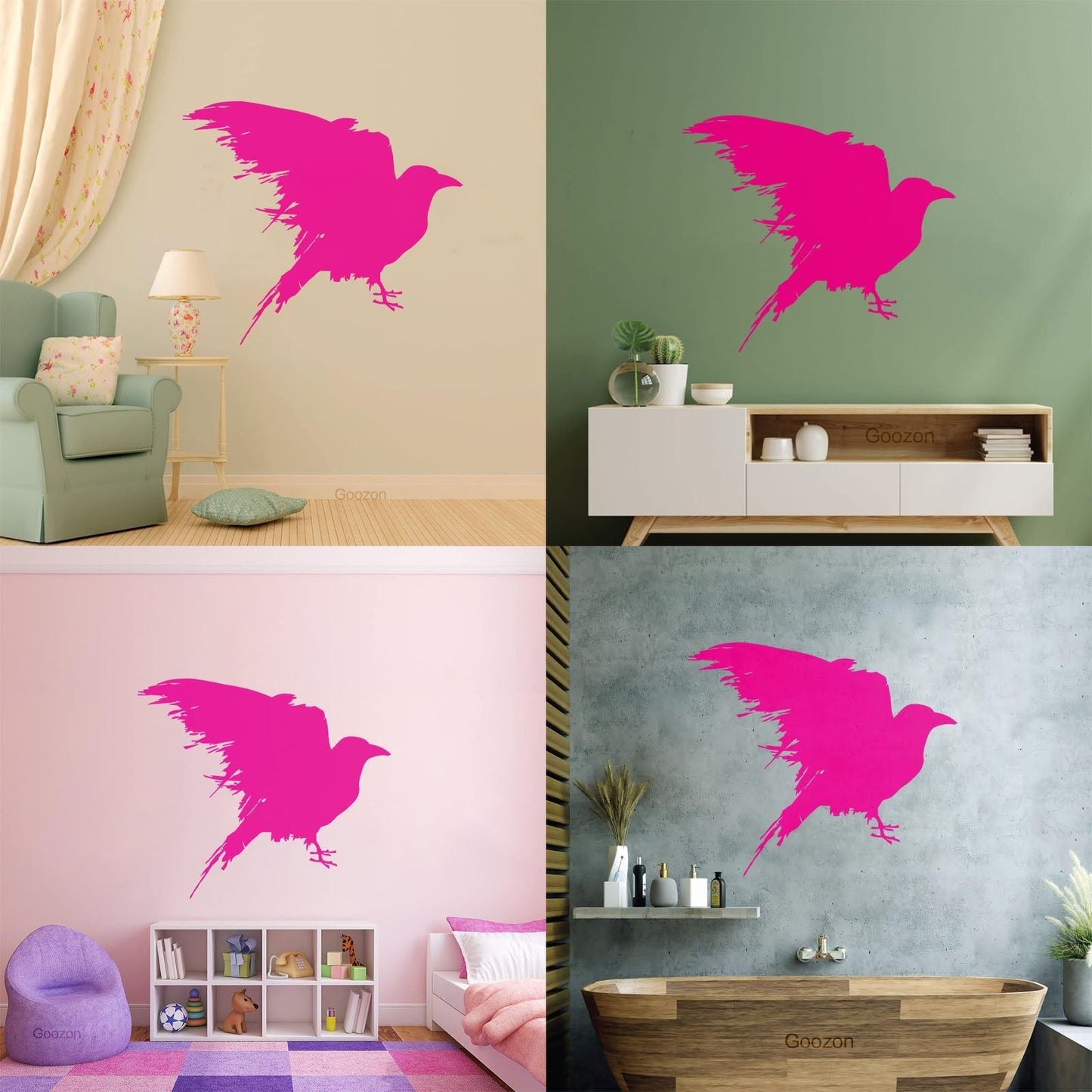 Engraving Stickers Black Raven Blot Bird Gothick Style Tattoo Culture