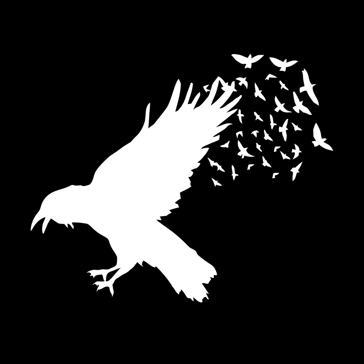 Lettering Decals Black Raven Crow Flock Of Birds Gothic Style Removable Without Leaving Glue