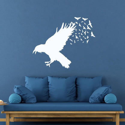 Lettering Decals Black Raven Crow Flock Of Birds Gothic Style Removable Without Leaving Glue