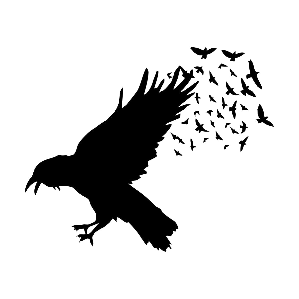 Lettering Decals Black Raven Crow Flock Of Birds Gothic Style Removable Without Leaving Glue