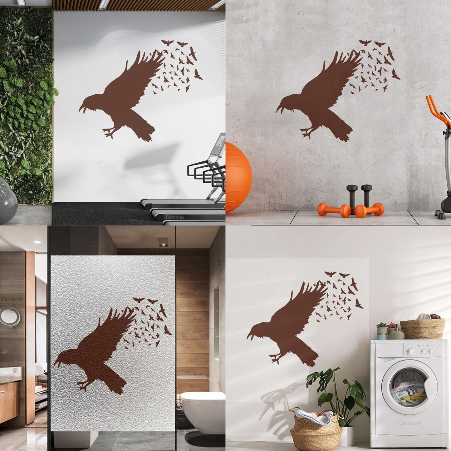 Lettering Decals Black Raven Crow Flock Of Birds Gothic Style Removable Without Leaving Glue