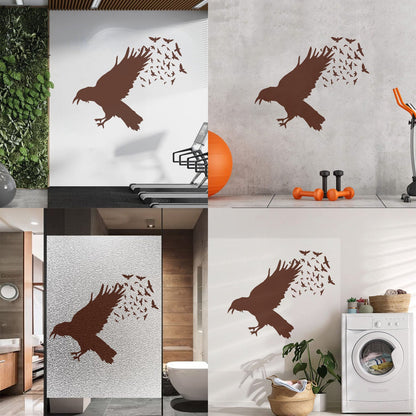 Lettering Decals Black Raven Crow Flock Of Birds Gothic Style Removable Without Leaving Glue
