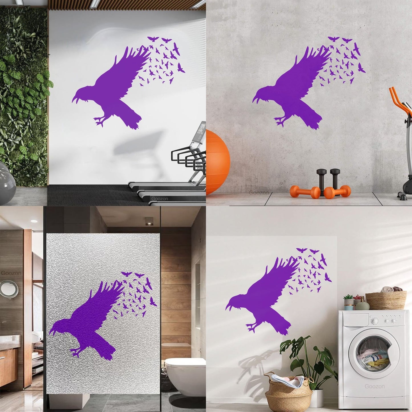 Lettering Decals Black Raven Crow Flock Of Birds Gothic Style Removable Without Leaving Glue