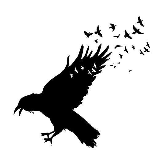 Wall Decals Pvc Black Raven Flock Of Birds Gothic Style Self Adhesive