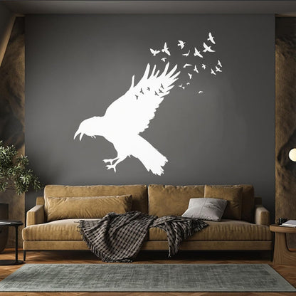 Wall Decals Pvc Black Raven Flock Of Birds Gothic Style Self Adhesive