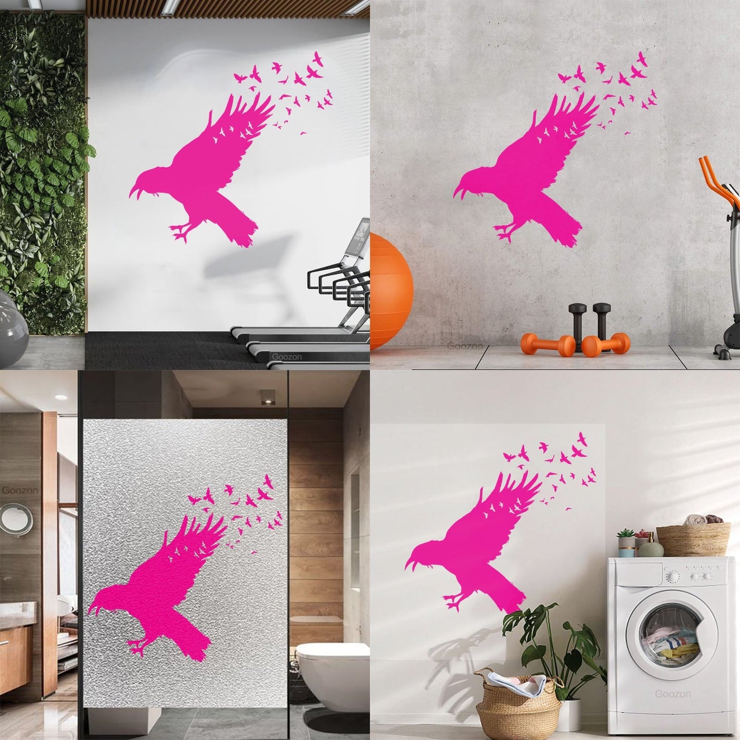 Wall Decals Pvc Black Raven Flock Of Birds Gothic Style Self Adhesive