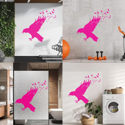 Wall Decals Pvc Black Raven Flock Of Birds Gothic Style Self Adhesive