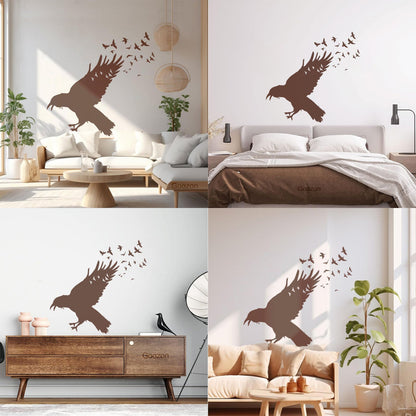 Wall Decals Pvc Black Raven Flock Of Birds Gothic Style Self Adhesive