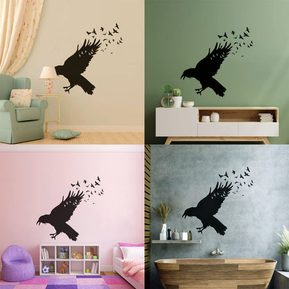 Wall Decals Pvc Black Raven Flock Of Birds Gothic Style Self Adhesive
