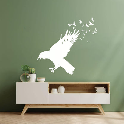 Wall Decals Pvc Black Raven Flock Of Birds Gothic Style Self Adhesive