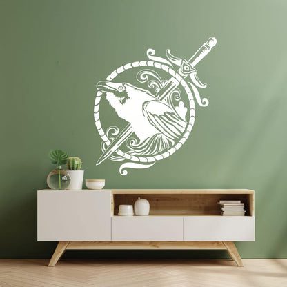 Black Raven Symbol Sword Gothic Style Bird Wall Decals Paster Paper Multi Color Selection