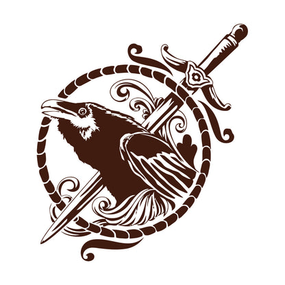 Black Raven Symbol Sword Gothic Style Bird Wall Decals Paster Paper Multi Color Selection
