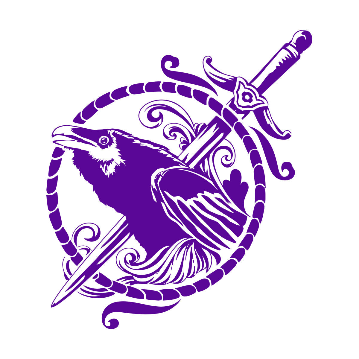 Black Raven Symbol Sword Gothic Style Bird Wall Decals Paster Paper Multi Color Selection