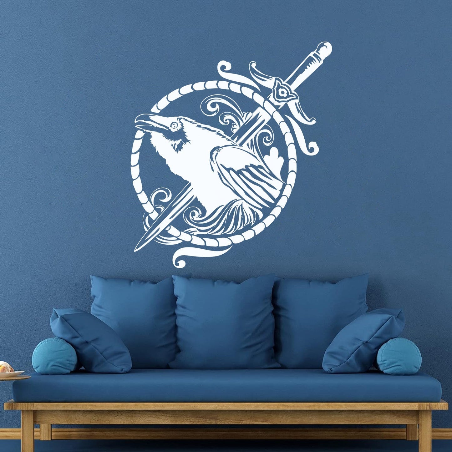 Black Raven Symbol Sword Gothic Style Bird Wall Decals Paster Paper Multi Color Selection