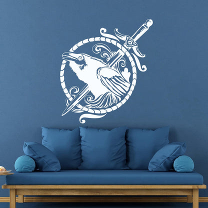 Black Raven Symbol Sword Gothic Style Bird Wall Decals Paster Paper Multi Color Selection