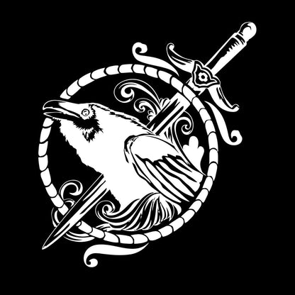 Black Raven Symbol Sword Gothic Style Bird Wall Decals Paster Paper Multi Color Selection