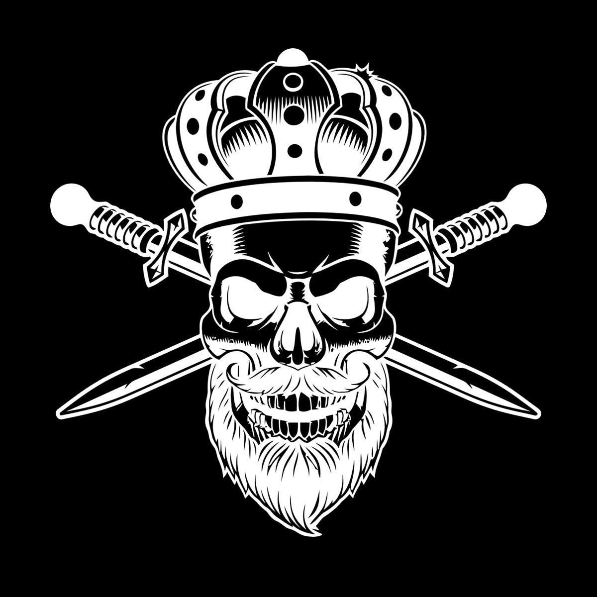 Wall Stickers Paster Paper Gothic King Skull Man Beard Crown Crossed Swords Middle Ages Barbershop Art Mural Painting