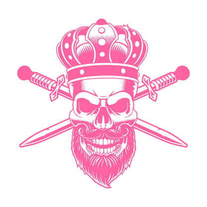 Wall Stickers Paster Paper Gothic King Skull Man Beard Crown Crossed Swords Middle Ages Barbershop Art Mural Painting